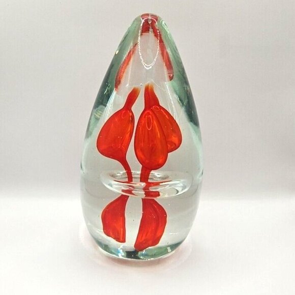 Paperweight Dancing Flamingo Sommerso Art Glass 9"x6" Clear and Red 8 lb - Picture 12 of 16